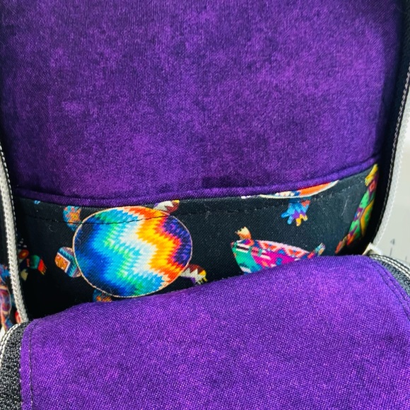 H20 water bottle bag with zipper pocket in front handmade by me  turtles - Picture 4 of 5